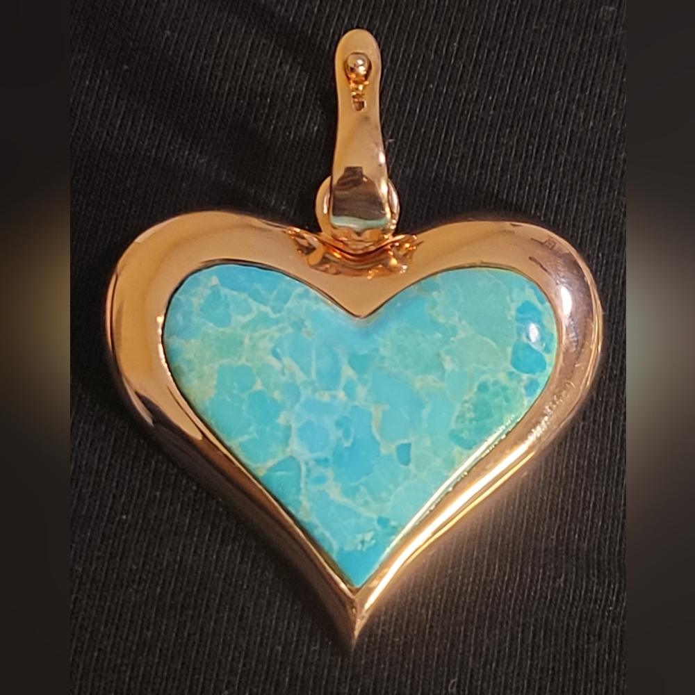 Timna Jewelry Collection Blue Turquoise Copper Heart Enhancer